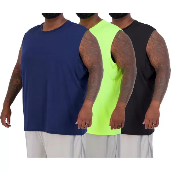 Real Essentials 3 ampamp 5 Pack Mens DryFit Active Muscle Tank Top  Standard and Big ampamp Tall Sizes S5XLTBig  Tall  Set E