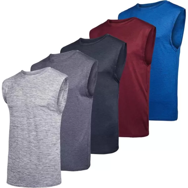 Real Essentials 3 ampamp 5 Pack Mens DryFit Active Muscle Tank Top  Standard and Big ampamp Tall Sizes S5XLTRegular Size  Set C