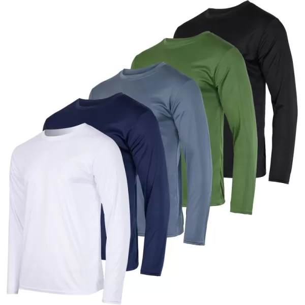 Real Essentials 3 ampamp 5 Pack Mens Mesh Quick Dry Athletic Long Sleeve TShirt UPF SPF UV Sun Available in Big ampamp Tall5 Pack Set 1