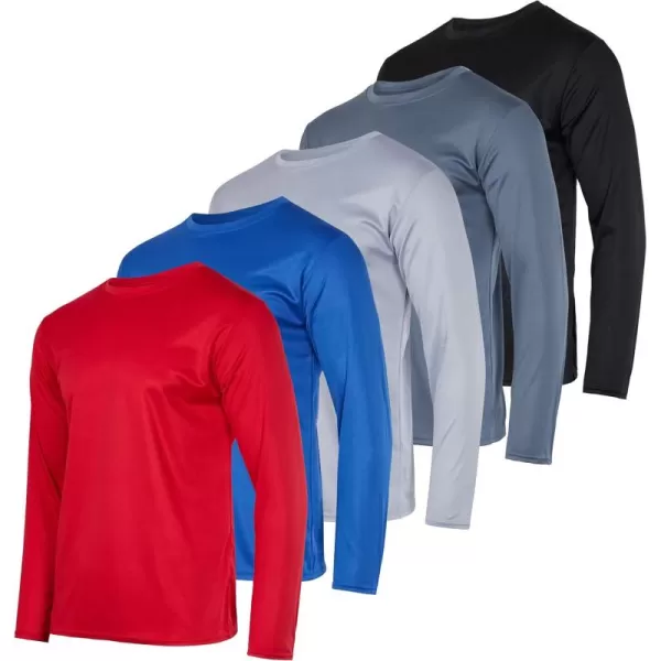 Real Essentials 3 ampamp 5 Pack Mens Mesh Quick Dry Athletic Long Sleeve TShirt UPF SPF UV Sun Available in Big ampamp Tall5 Pack Set 2