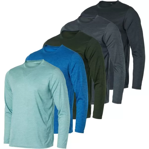 Real Essentials 3 ampamp 5 Pack Mens Mesh Quick Dry Athletic Long Sleeve TShirt UPF SPF UV Sun Available in Big ampamp Tall5 Pack Set 3