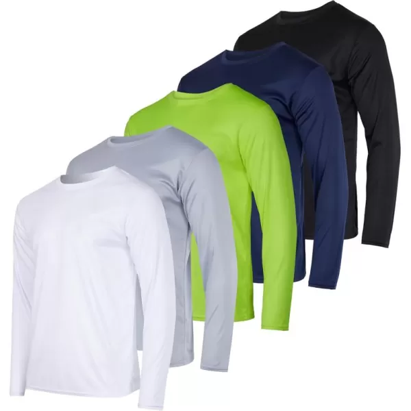 Real Essentials 3 ampamp 5 Pack Mens Mesh Quick Dry Athletic Long Sleeve TShirt UPF SPF UV Sun Available in Big ampamp Tall5 Pack Set 5