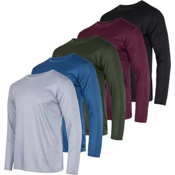 Real Essentials 3 ampamp 5 Pack Mens Mesh Quick Dry Athletic Long Sleeve TShirt UPF SPF UV Sun Available in Big ampamp Tall5 Pack Set 6