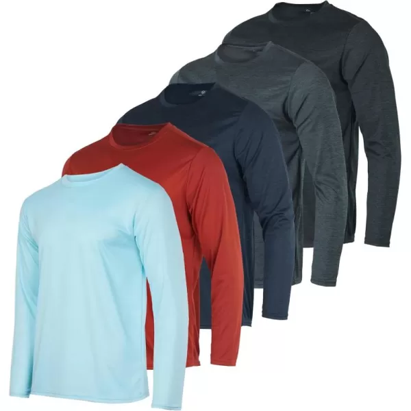 Real Essentials 3 ampamp 5 Pack Mens Mesh Quick Dry Athletic Long Sleeve TShirt UPF SPF UV Sun Available in Big ampamp Tall5 Pack Set 7