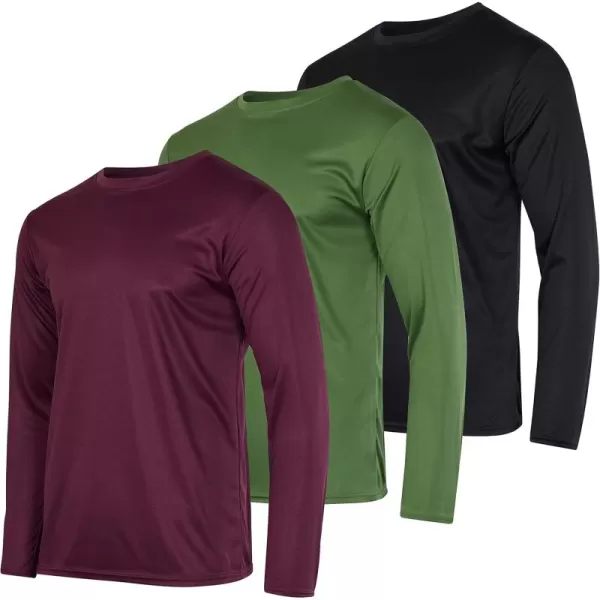 Real Essentials 3 ampamp 5 Pack Mens Mesh Quick Dry Athletic Long Sleeve TShirt UPF SPF UV Sun Available in Big ampamp TallSet 3