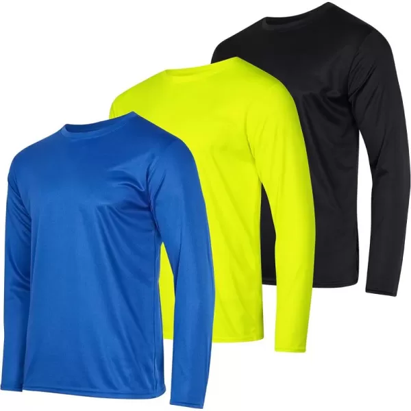 Real Essentials 3 ampamp 5 Pack Mens Mesh Quick Dry Athletic Long Sleeve TShirt UPF SPF UV Sun Available in Big ampamp TallSet 5