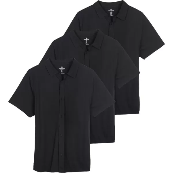 Real Essentials 3Pack Mens Regular Fit Casual Short Sleeve Button Down Shirt Available in Big ampamp TallSet 1