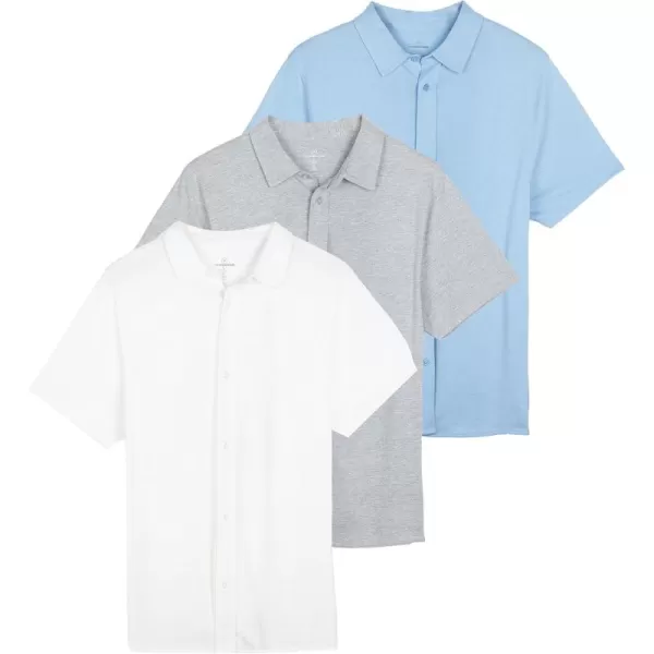 Real Essentials 3Pack Mens Regular Fit Casual Short Sleeve Button Down Shirt Available in Big ampamp TallSet 6