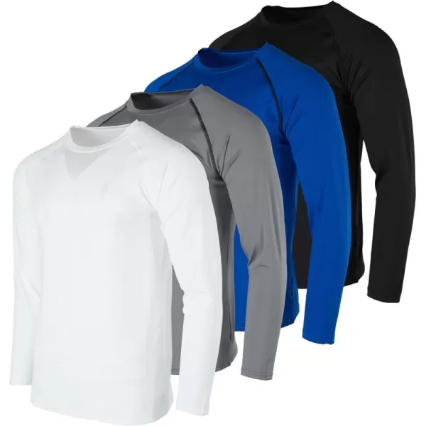 Real Essentials 4 Pack Mens Compression LongSleeve TShirt Athletic Cold Weather Baselayer Available in Big ampamp TallSet D