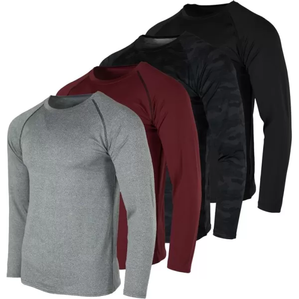 Real Essentials 4 Pack Mens Compression LongSleeve TShirt Athletic Cold Weather Baselayer Available in Big ampamp TallSet E