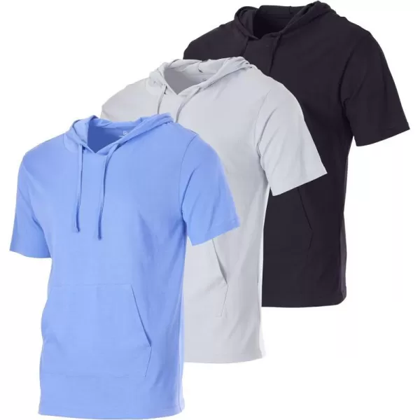 Real Essentials Mens Cotton ShortSleeve Hoodie Hooded TShirt With Drawstring  Pockets Available In Big  TallSet 4