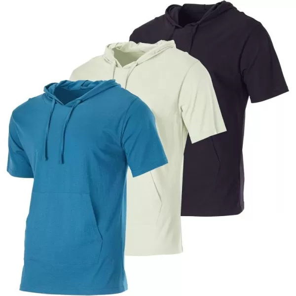 Real Essentials Mens Cotton ShortSleeve Hoodie Hooded TShirt With Drawstring  Pockets Available In Big  TallSet 5