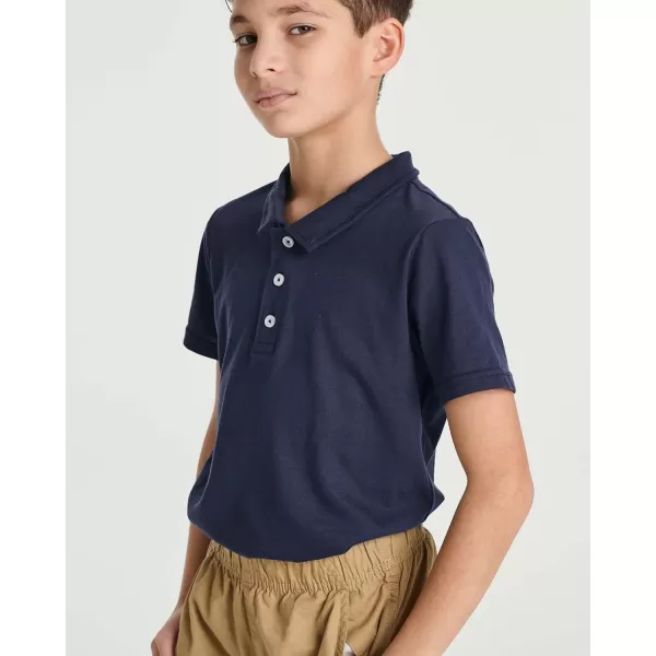 Real Essentials 3 Pack Boys Short Sleeve Jersey Cotton Polo Shirt  Uniform Performance Ages 418Set 1