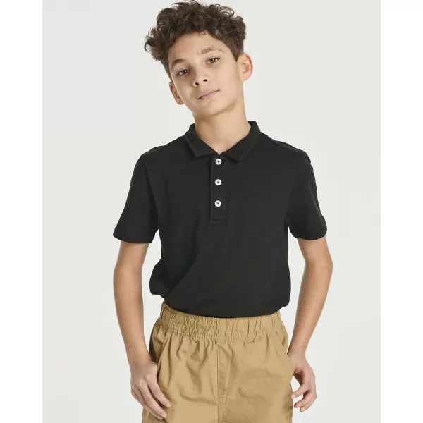 Real Essentials 3 Pack Boys Short Sleeve Jersey Cotton Polo Shirt  Uniform Performance Ages 418Set 2