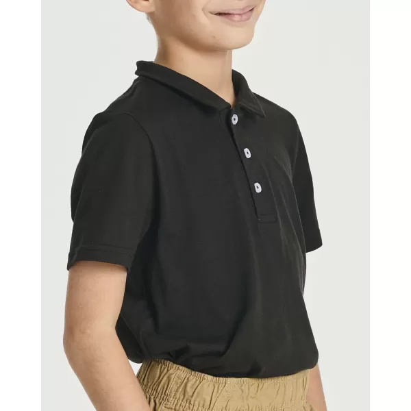 Real Essentials 3 Pack Boys Short Sleeve Jersey Cotton Polo Shirt  Uniform Performance Ages 418Set 2