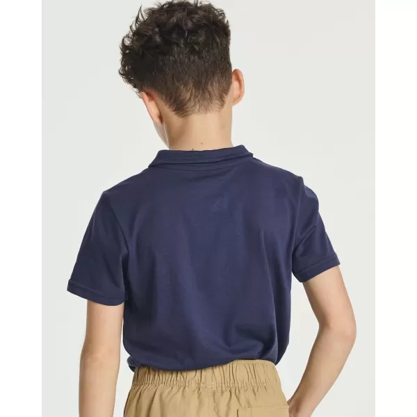 Real Essentials 3 Pack Boys Short Sleeve Jersey Cotton Polo Shirt  Uniform Performance Ages 418Set 3