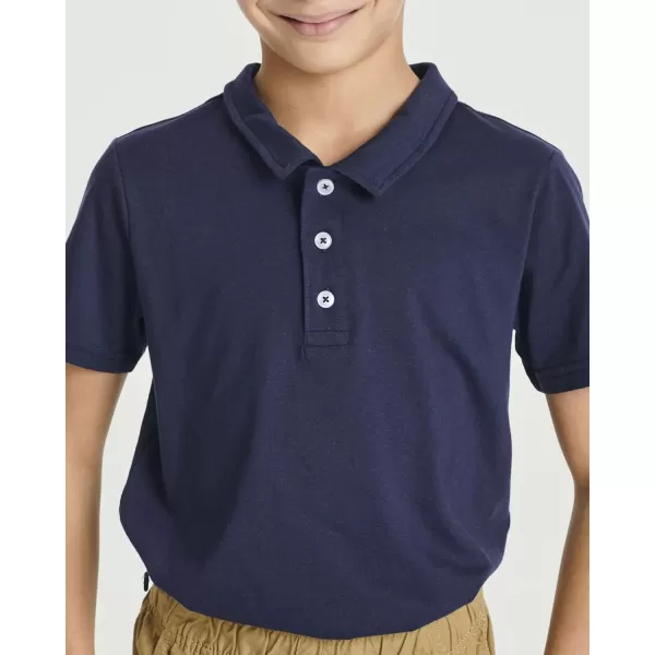 Real Essentials 3 Pack Boys Short Sleeve Jersey Cotton Polo Shirt  Uniform Performance Ages 418Set 3