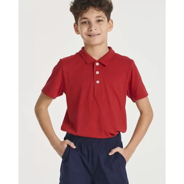 Real Essentials 3 Pack Boys Short Sleeve Jersey Cotton Polo Shirt  Uniform Performance Ages 418Set 3