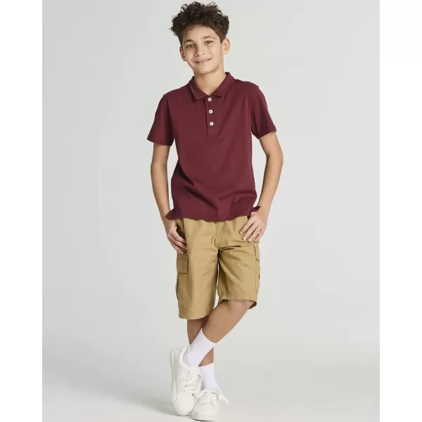 Real Essentials 3 Pack Boys Short Sleeve Jersey Cotton Polo Shirt  Uniform Performance Ages 418Set 4