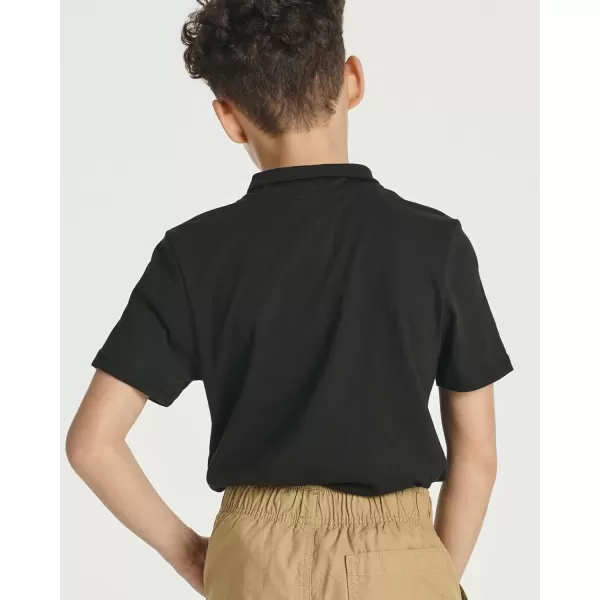 Real Essentials 3 Pack Boys Short Sleeve Jersey Cotton Polo Shirt  Uniform Performance Ages 418Set 4