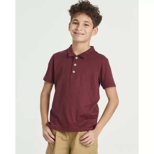 Real Essentials 3 Pack Boys Short Sleeve Jersey Cotton Polo Shirt  Uniform Performance Ages 418Set 4