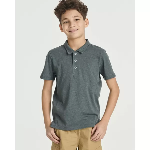 Real Essentials 3 Pack Boys Short Sleeve Jersey Cotton Polo Shirt  Uniform Performance Ages 418Set 6