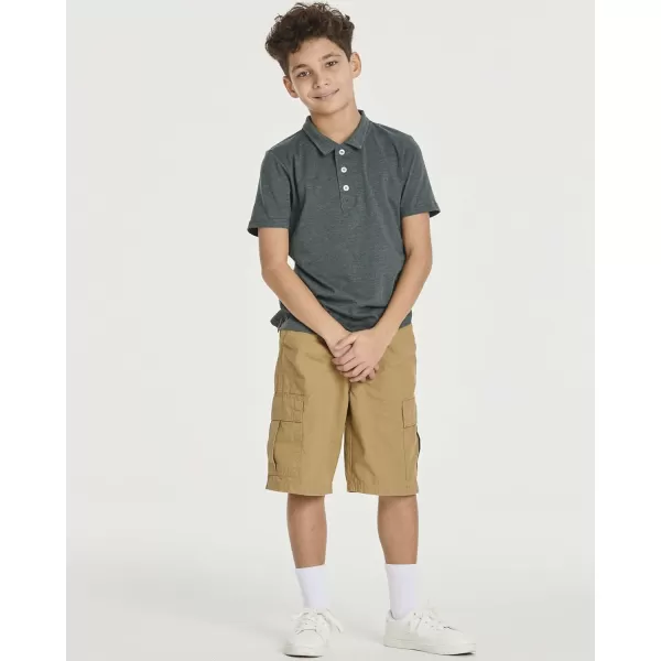 Real Essentials 3 Pack Boys Short Sleeve Jersey Cotton Polo Shirt  Uniform Performance Ages 418Set 6