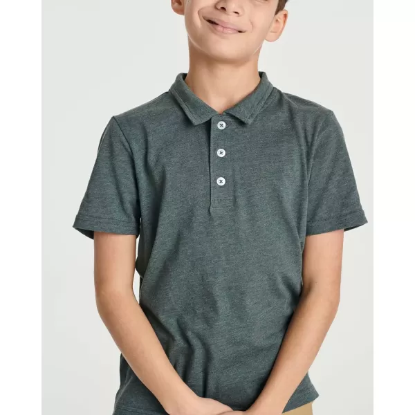 Real Essentials 3 Pack Boys Short Sleeve Jersey Cotton Polo Shirt  Uniform Performance Ages 418Set 6