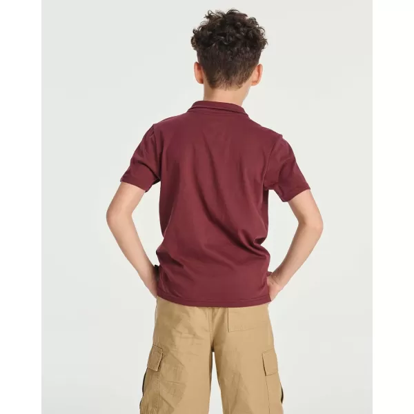 Real Essentials 3 Pack Boys Short Sleeve Jersey Cotton Polo Shirt  Uniform Performance Ages 418Set 7