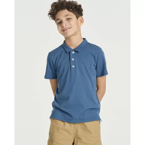 Real Essentials 3 Pack Boys Short Sleeve Jersey Cotton Polo Shirt  Uniform Performance Ages 418Set 7