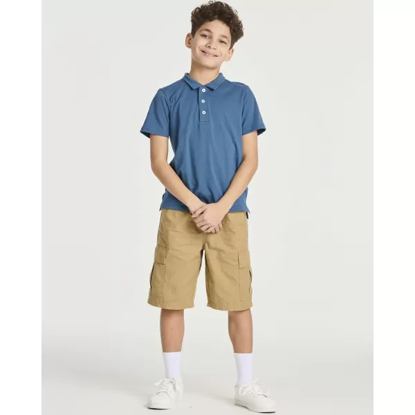 Real Essentials 3 Pack Boys Short Sleeve Jersey Cotton Polo Shirt  Uniform Performance Ages 418Set 7