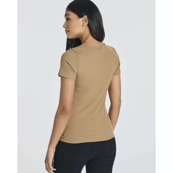 Real Essentials 4 Pack Womens Ribbed Knit Short Sleeve Crew Neck TShirt Available in PlusSet 1