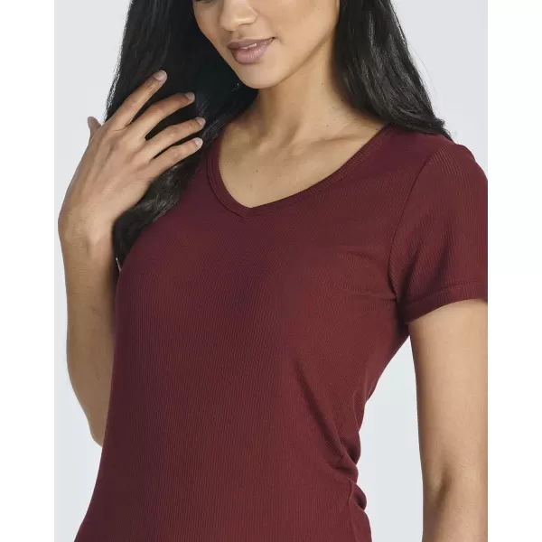 Real Essentials 4 Pack Womens Ribbed Knit Short Sleeve Crew Neck TShirt Available in PlusSet 2
