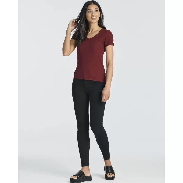 Real Essentials 4 Pack Womens Ribbed Knit Short Sleeve Crew Neck TShirt Available in PlusSet 2