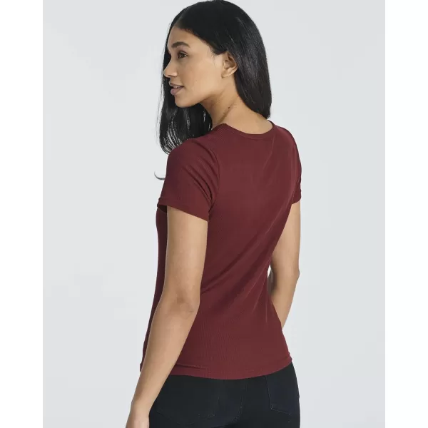 Real Essentials 4 Pack Womens Ribbed Knit Short Sleeve Crew Neck TShirt Available in PlusSet 2