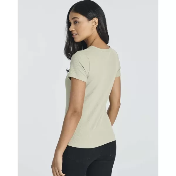 Real Essentials 4 Pack Womens Ribbed Knit Short Sleeve Crew Neck TShirt Available in PlusSet 5