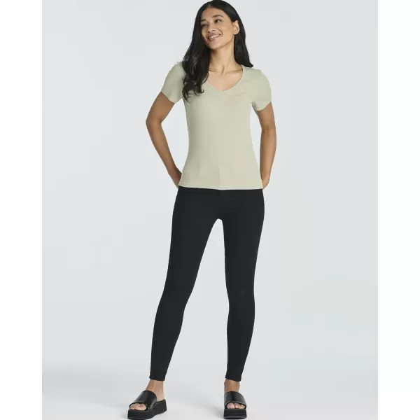 Real Essentials 4 Pack Womens Ribbed Knit Short Sleeve Crew Neck TShirt Available in PlusSet 5