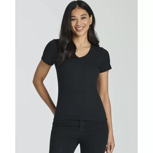 Real Essentials 4 Pack Womens Ribbed Knit Short Sleeve Crew Neck TShirt Available in PlusSet 6
