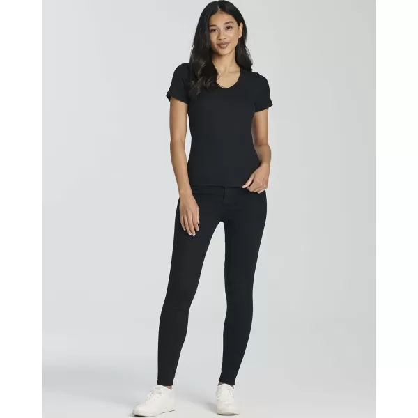 Real Essentials 4 Pack Womens Ribbed Knit Short Sleeve Crew Neck TShirt Available in PlusSet 6