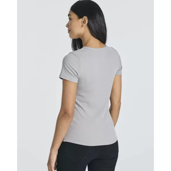 Real Essentials 4 Pack Womens Ribbed Knit Short Sleeve Crew Neck TShirt Available in PlusSet 8