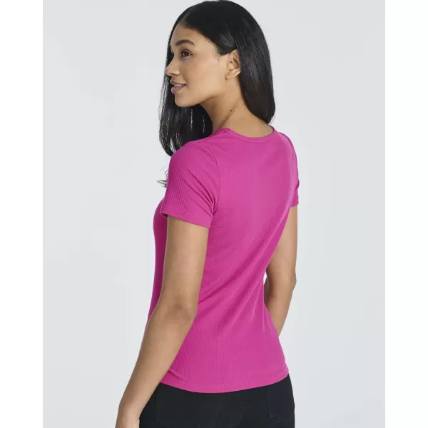 Real Essentials 4 Pack Womens Ribbed Knit Short Sleeve Crew Neck TShirt Available in PlusSet 8