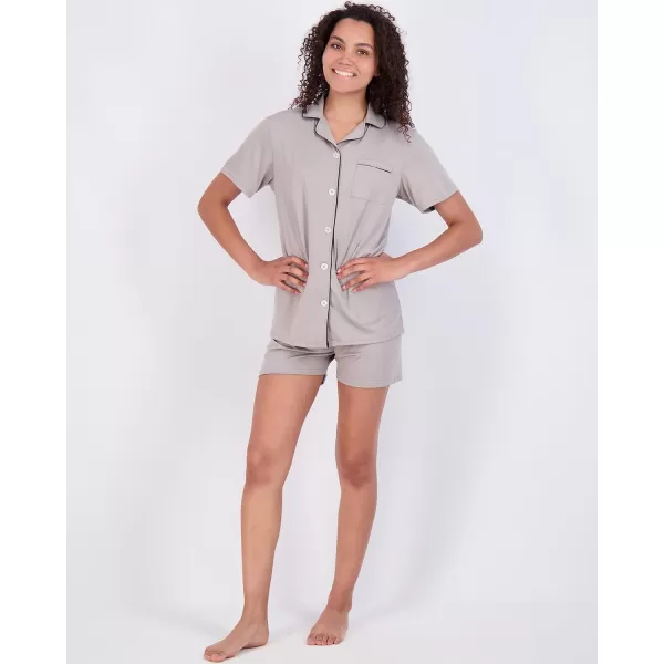 Real Essentials 4 Piece Womens Long amp Short Sleeve Button Down Pajama Set  Ultra Soft Available In Plus SizeShort Sleeve Short Sleeve  Set 2