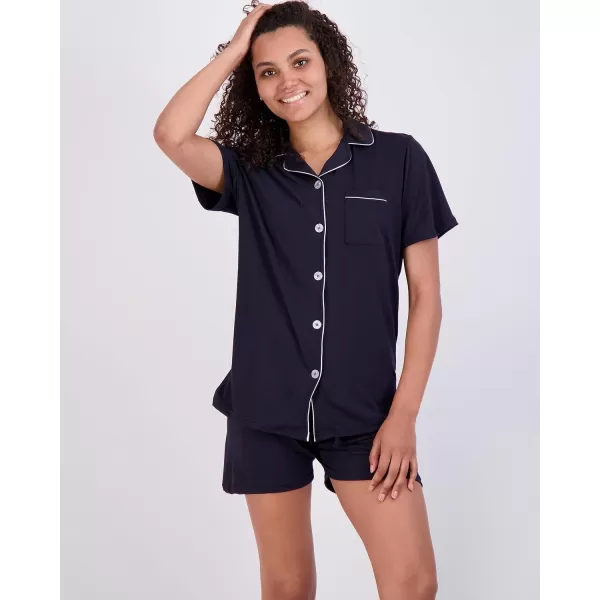 Real Essentials 4 Piece Womens Long amp Short Sleeve Button Down Pajama Set  Ultra Soft Available In Plus SizeShort Sleeve Short Sleeve  Set 7