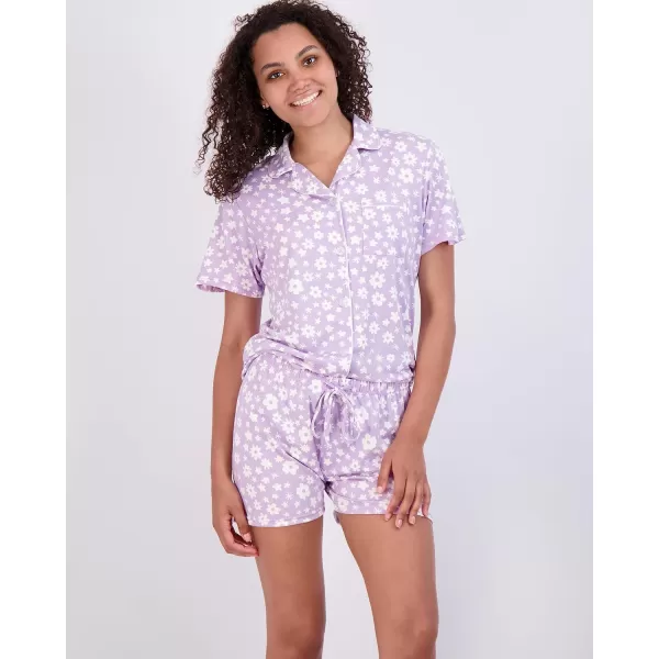 Real Essentials 4 Piece Womens Long amp Short Sleeve Button Down Pajama Set  Ultra Soft Available In Plus SizeShort Sleeve Short Sleeve  Set 7