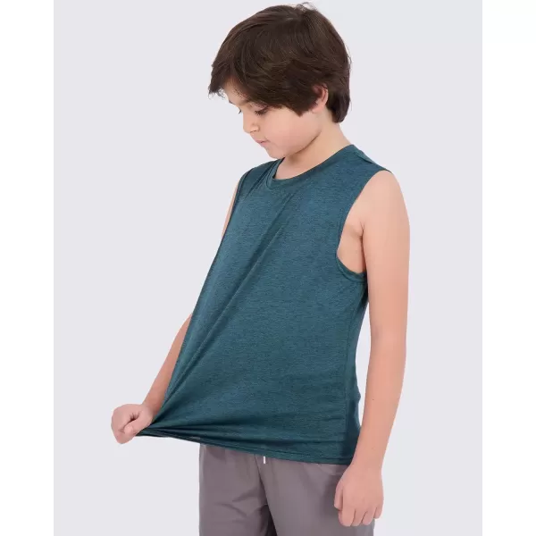 Real Essentials 5 Pack Boys DryFit Active Athletic Performance Tank TopSet 1