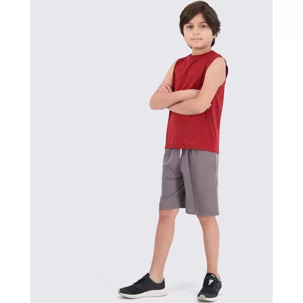 Real Essentials 5 Pack Boys DryFit Active Athletic Performance Tank TopSet 1