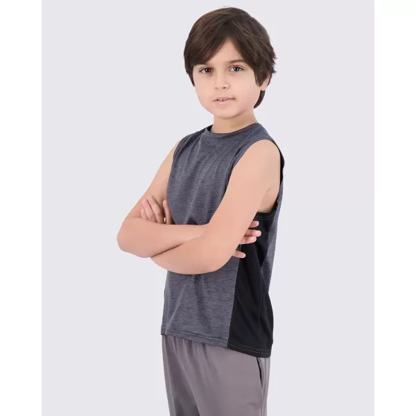 Real Essentials 5 Pack Boys DryFit Active Athletic Performance Tank TopSet 4