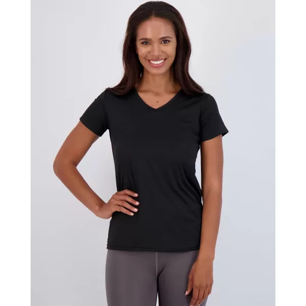 Real Essentials 5 Pack Womens Short Sleeve VNeck Activewear TShirt DryFit Wicking Yoga Top Available in PlusPlus Size Set 10