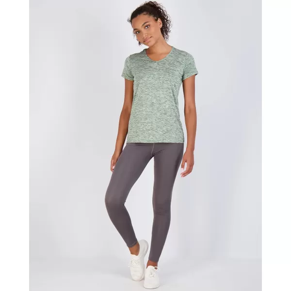 Real Essentials 5 Pack Womens Short Sleeve VNeck Activewear TShirt DryFit Wicking Yoga Top Available in PlusRegular Size Set 14