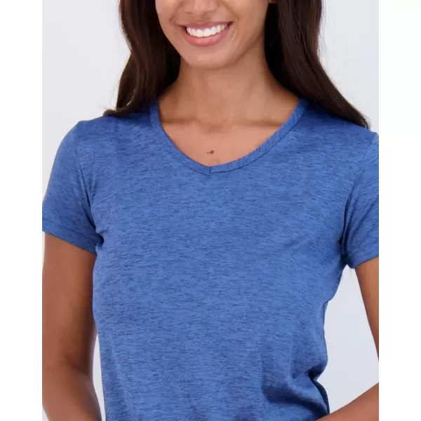 Real Essentials 5 Pack Womens Short Sleeve VNeck Activewear TShirt DryFit Wicking Yoga Top Available in PlusRegular Size Set 7